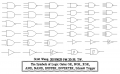The symbols of Logic gates, OR, NOR, XOR, AND, NAND, Buffer, Inverter, Schmitt Trigger.